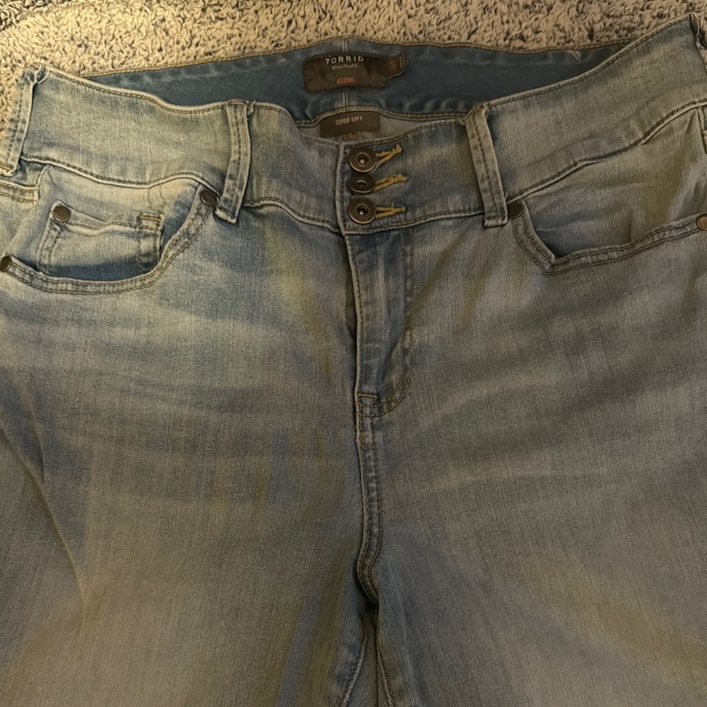 Torrid Light Blue Jeggings with Distressed Look